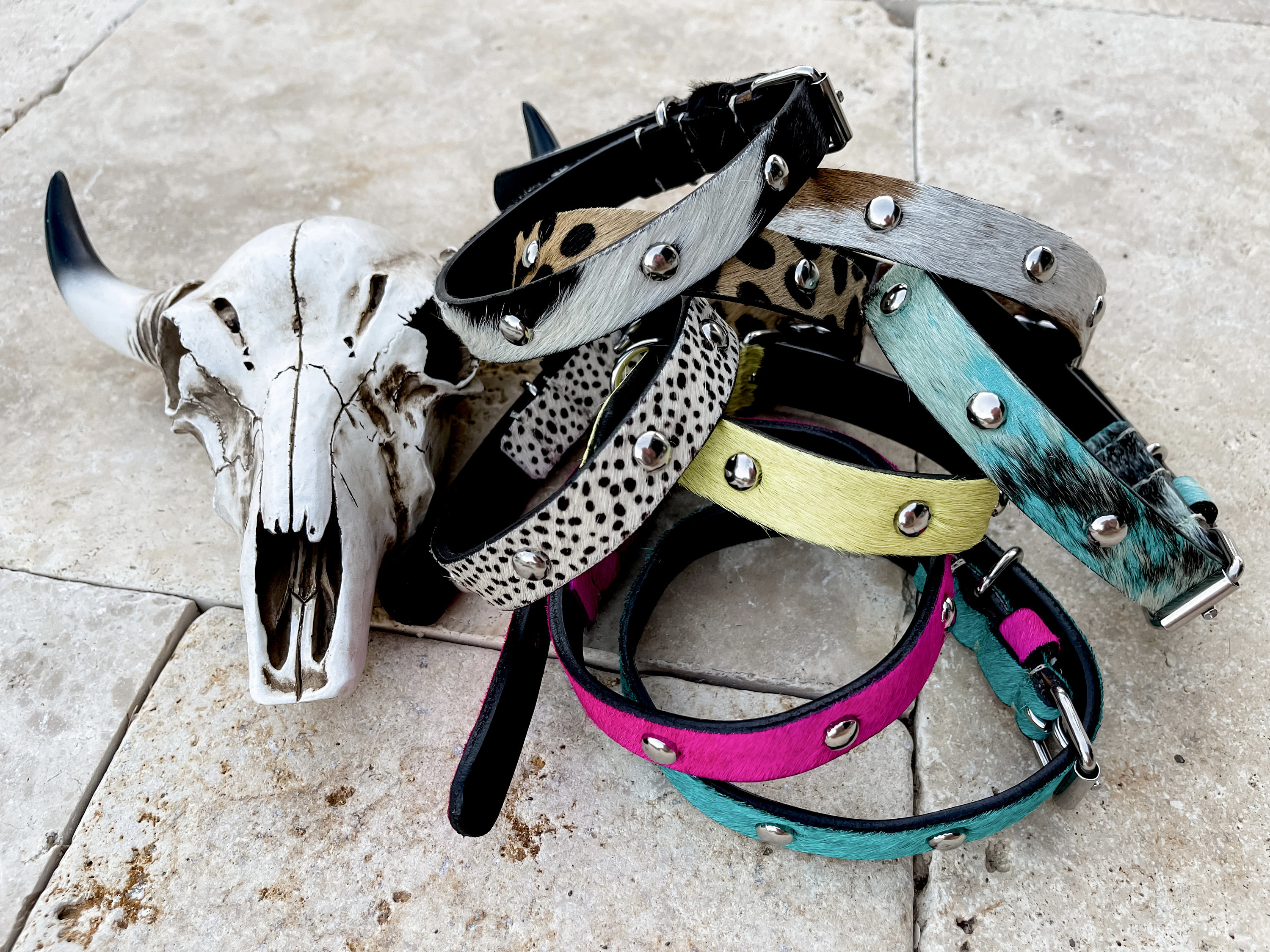 Genuine Western Cowhide and leather pet dog cat collar | FREE SHIPPING