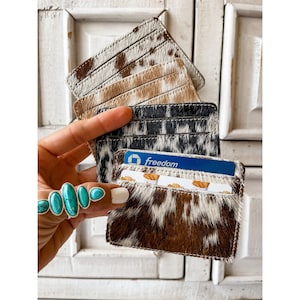 TARJETA DE CREDITO DE CUERO DE VACA / Cartera para tarjetas de crédito de cuero de vaca 100 % genuino, tarjetero, gran idea para regalo / Regalos para ella y él, unisex