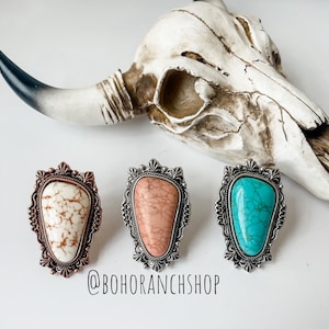 OVERSIZED WESTERN RING  Statement Ring - turquoise  - adjustable ring -  southwestern