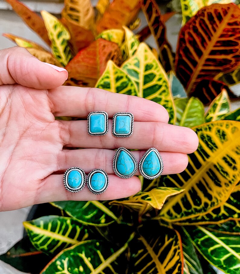 TURQUOISE STUD EARRINGS Faux Turquoise Earring Earrings Etsy