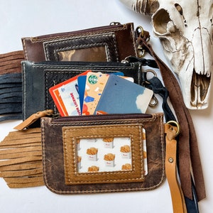 BILLETERA CON LLAVERO KENZIE / Tarjetero con pelo auténtico sobre piel de vaca, monedero, cambio, idea para regalo, regalo para ella o para él