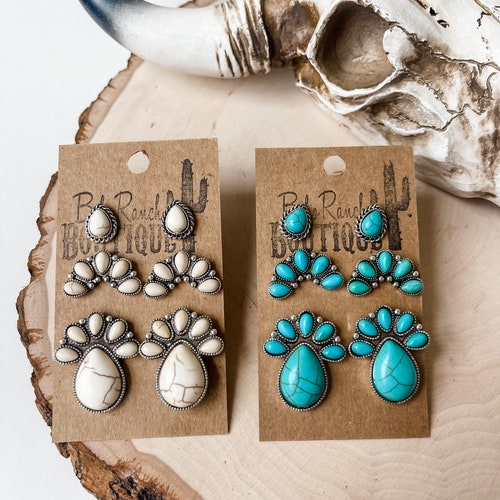 3 Pair Western Southwestern Jewelry Set Earring Earrings Studs Etsy