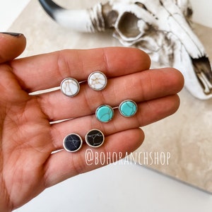 MINI ROUND STUDS | western Stud earrings turquoise colored stone Earring earrings | southwestern western jewelry Studs | stud