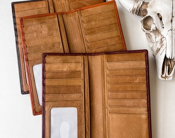Western Genuine Leather Longhorn Bifold Wallet For Men - Basketweave Design, Coffee Brown, 13 Card Slots - View #3