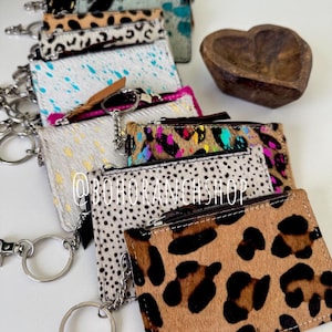 Cowhide Keychain Wallet | Genuine Hair-On Hide | Card & Cash Holder | Coin Pouch | Several Colors Available | Gifts for Her or Him | Western image 7