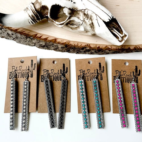 SEED BEAD EARRINGS Bar Stones Earring Western Statement Etsy