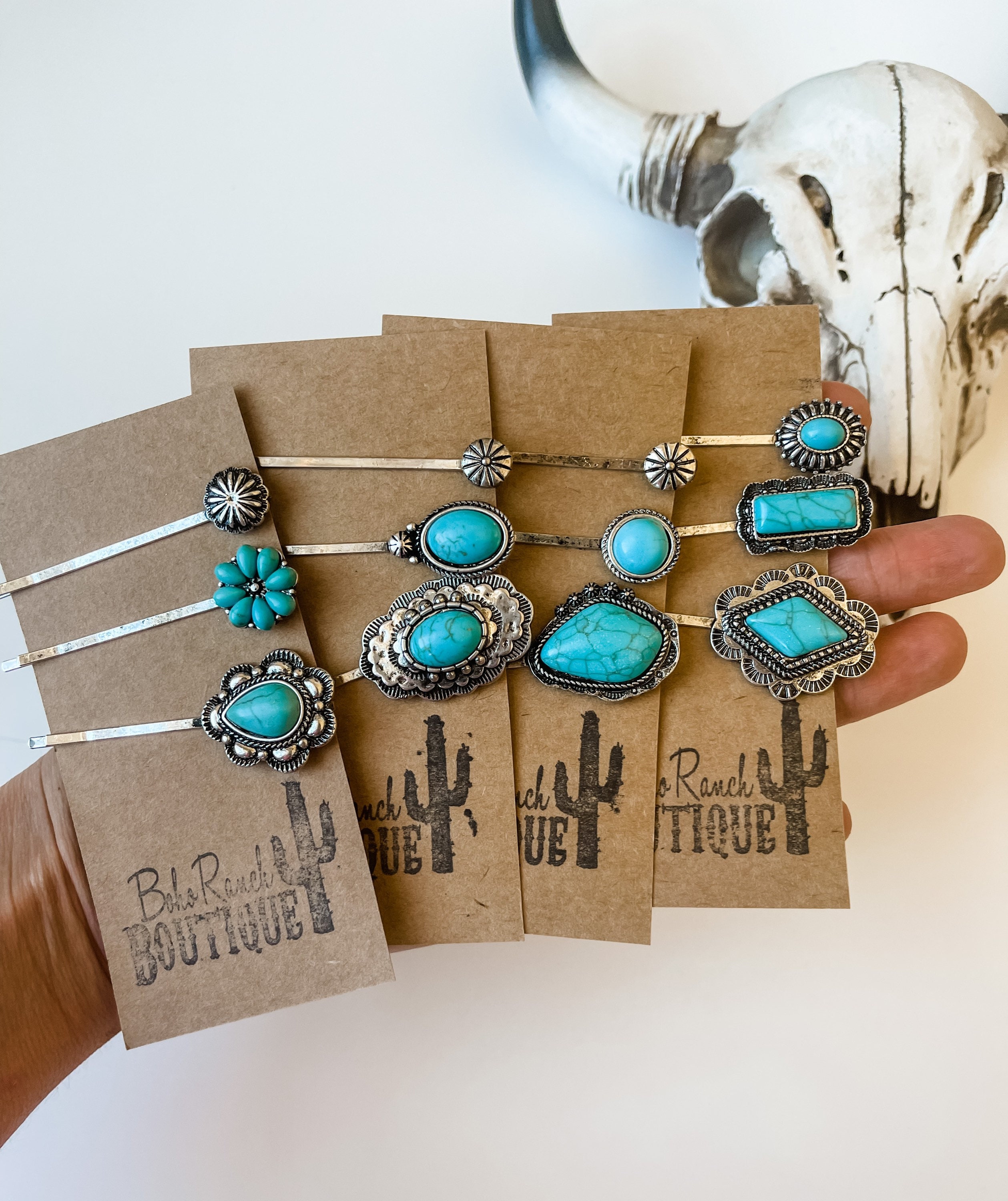Western Turquoise Bobby Pin Set | Hair pins clips
