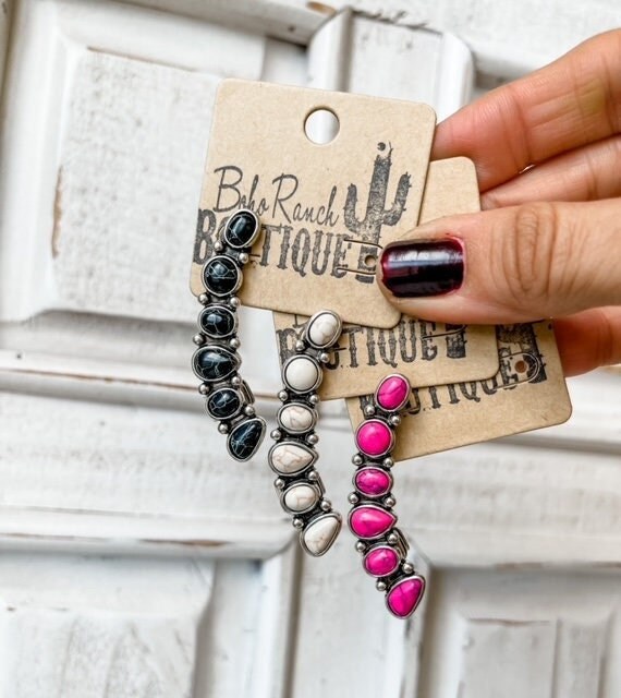 Pierce + Cuff Western Bead Crawler Post Earring Earrings | ear climber | climber Western statement earrings - FREE SHIPPING