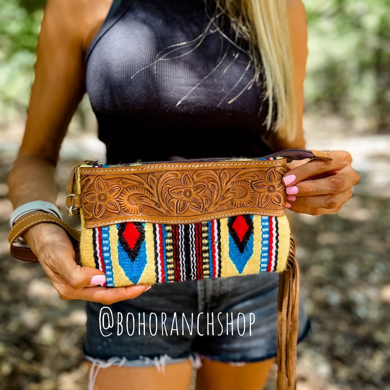 CROCHETED MINI FRINGE WRISTLET • leather