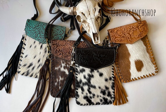 TOOLED LEATHER TOTE Hand Tooled Leather Cowhide Western Purse 