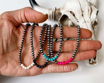 BEAD CHOKER NECKLACE  | western white turquoise black red | accessories | jewelry