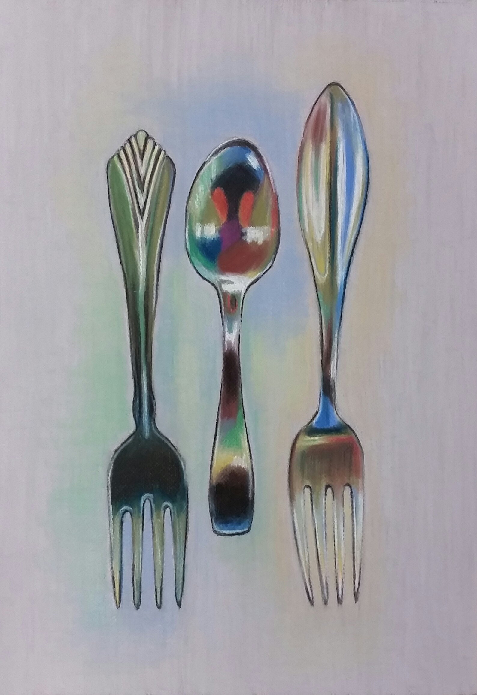 Rainbow Oil Slick Utensils Chalk Pastel Dessin Etsy