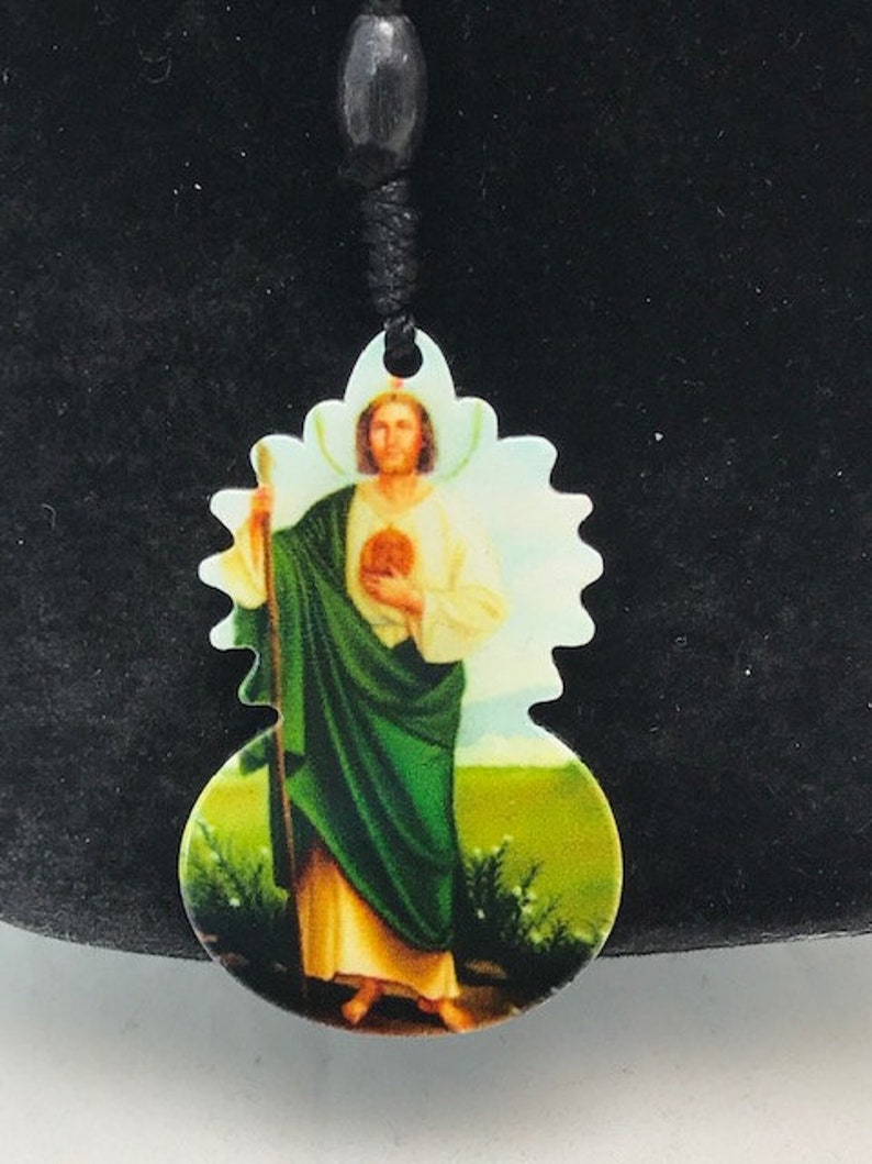 Beautiful black wood stones with Jesus charm rosary style necklace
