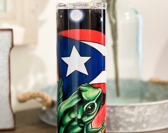 Gobelet drapeau de Porto Rico personnalisé : cadeau grenouille coqui