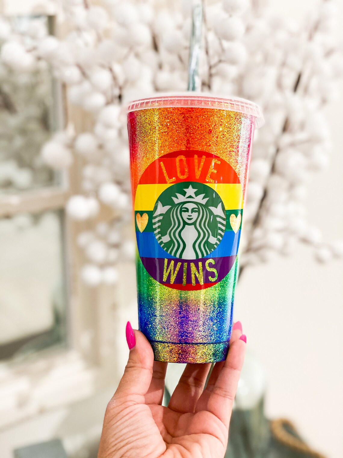 Starbucks Pride Cold Cup/ Gift/ Personalized Cup with Lid/ Etsy