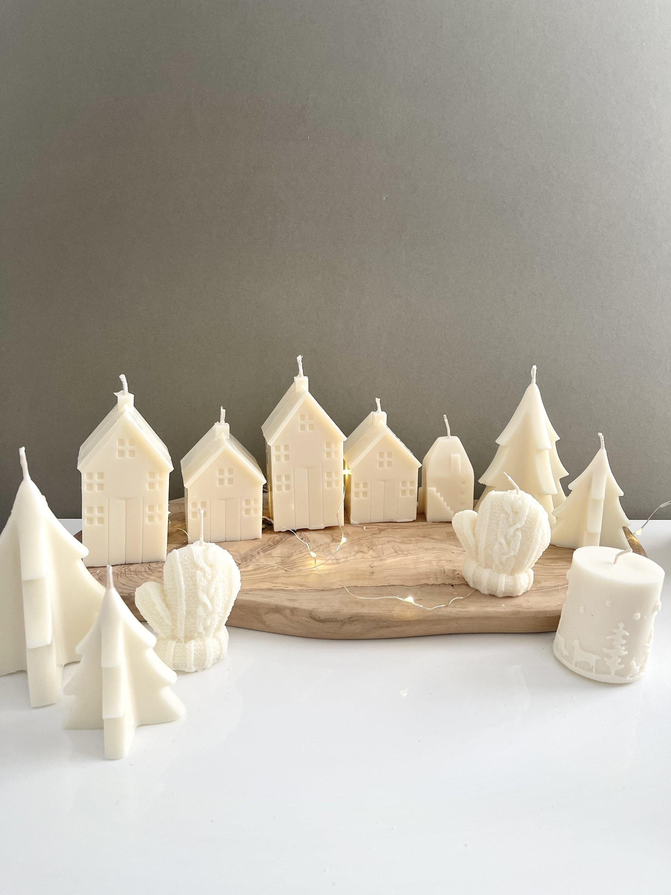 Christmas Village Candle Set Christmas House Decoration Etsy UK