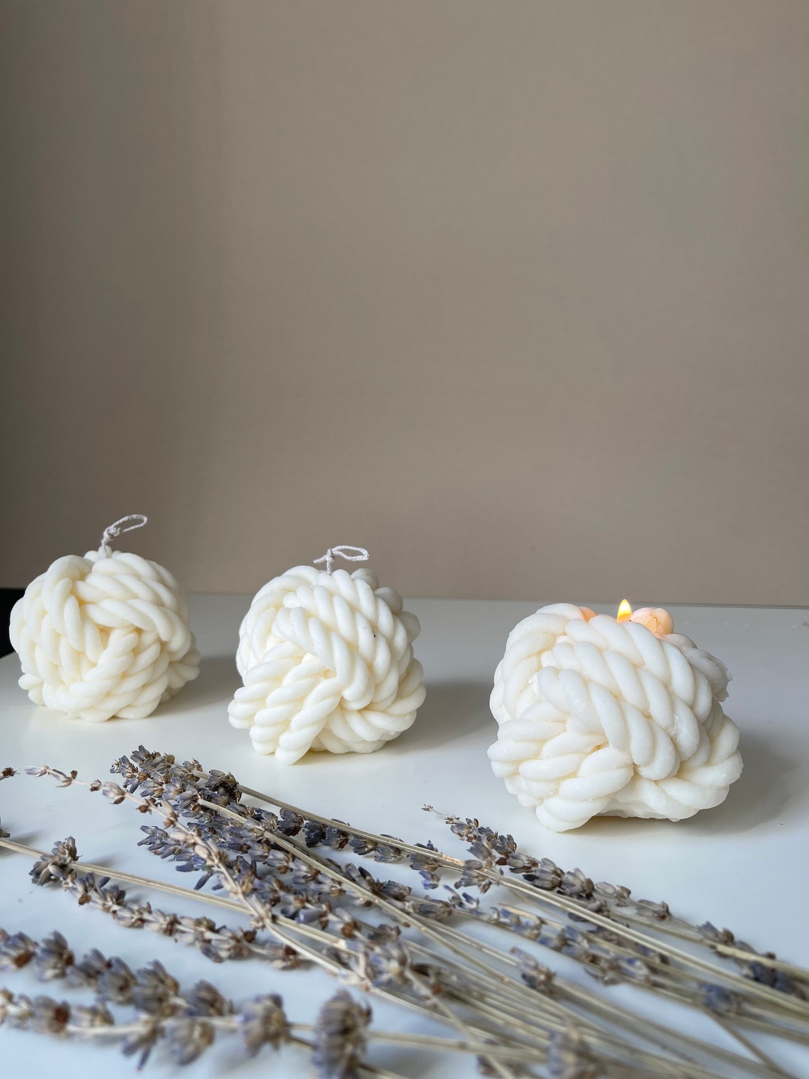 Knot Candle Knit Woollen Ball Candle Yarn Soy Candle Etsy