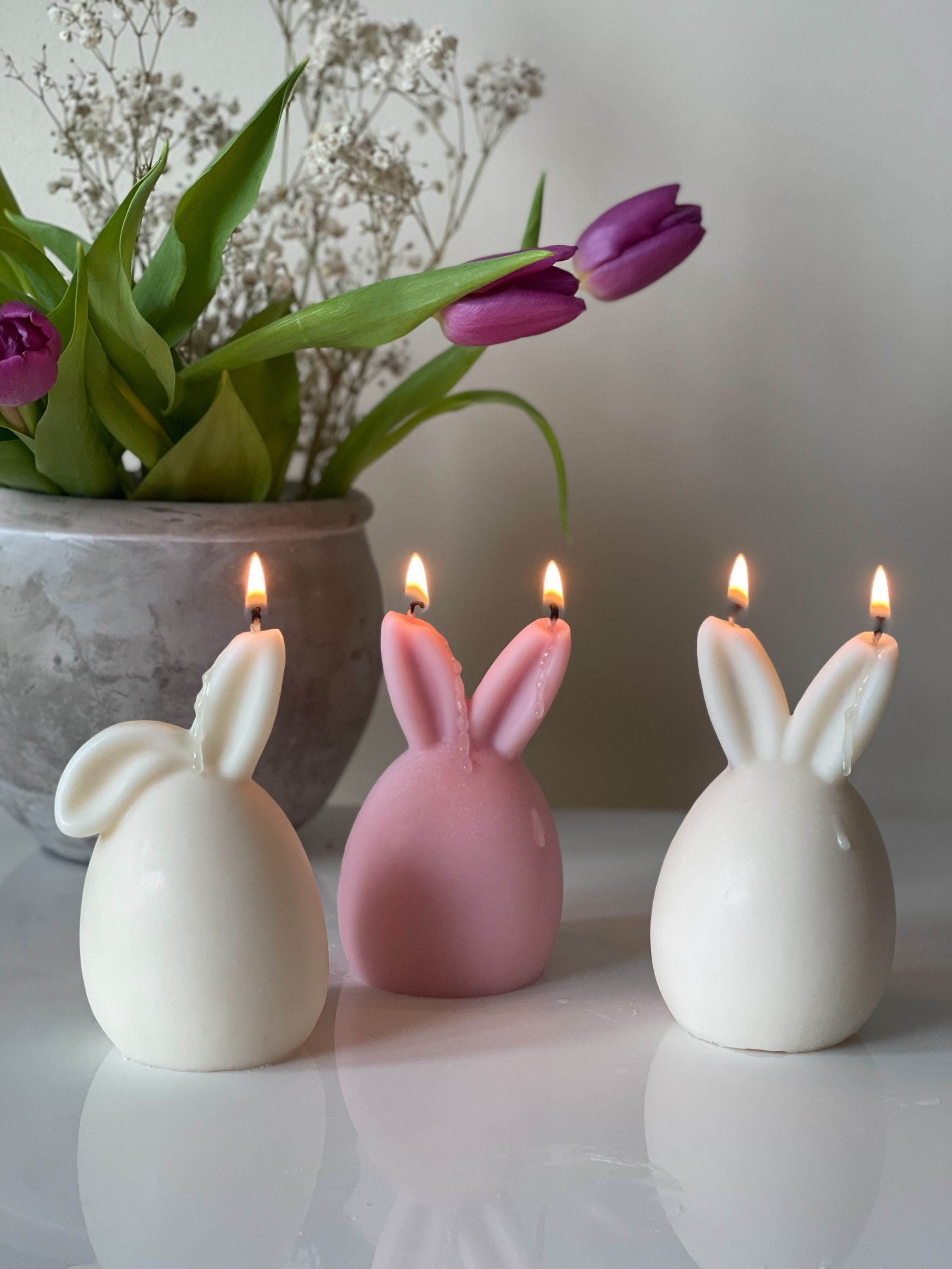  7 velas de Pascua con forma de conejo de Pascua, velas
