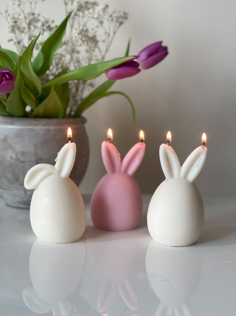 Easter Bunny Candle Cute Egg Rabbit Soy Candle Small Easter Etsy UK