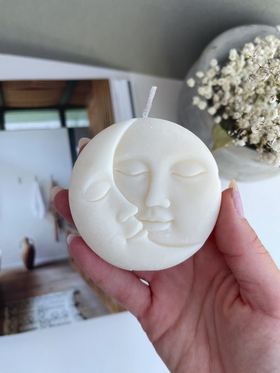 Moon Candle Sun and Moon Shaped Candle Face Candle Etsy