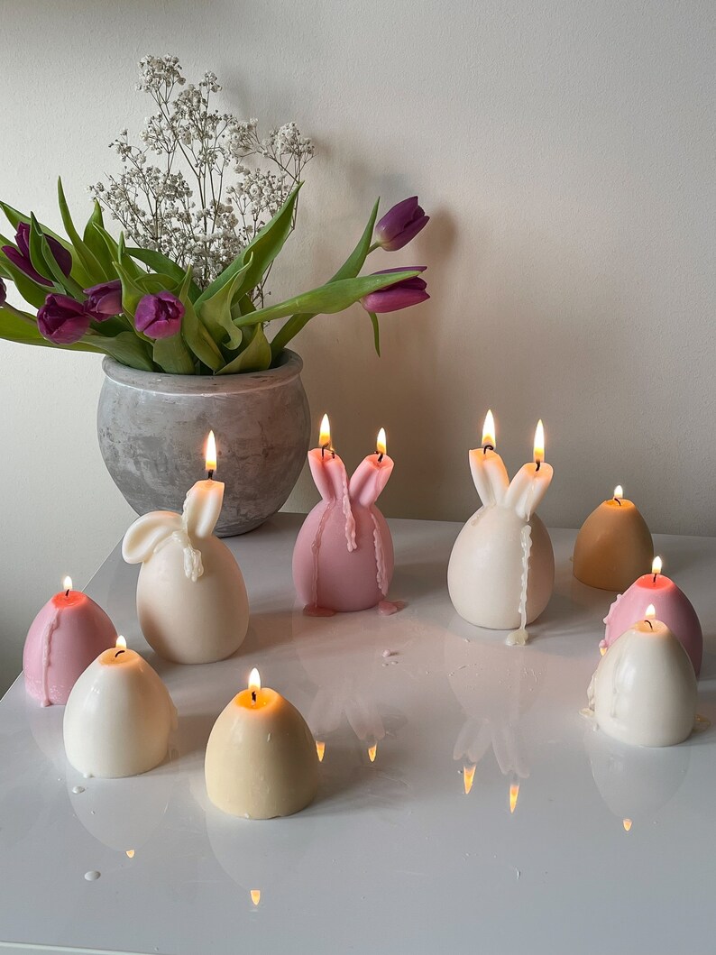 Easter Bunny Candle Cute Egg Rabbit Soy Candle Small Easter Etsy UK