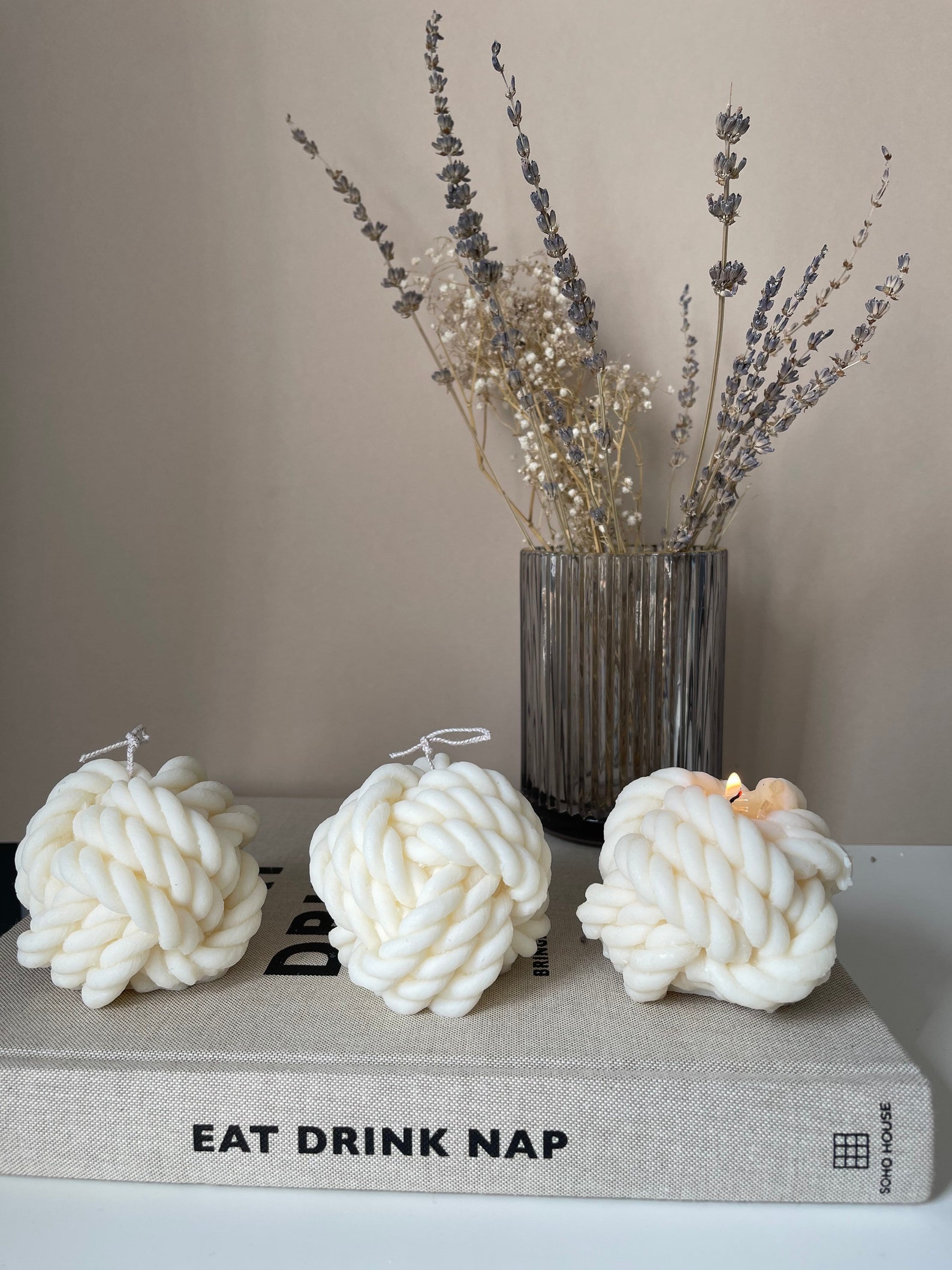Knot Candle Knit Woollen Ball Candle Yarn Soy Candle Etsy