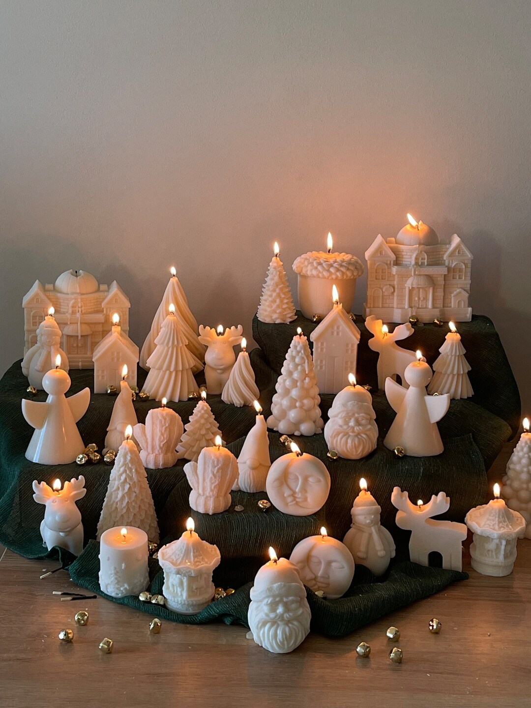Christmas Candles Christmas Pillar Candles Christmas Table Etsy UK