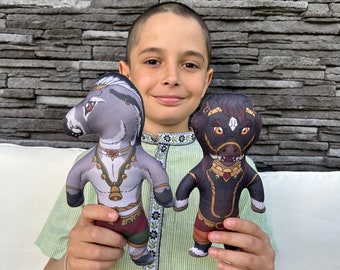 Vrindavan Demon Dolls, Vatsa and Dhenuka Asuras, Hare Krishna Toys, Set of 2