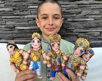 Pandavas Plush Dolls, Set of 5, Hindu God Toys