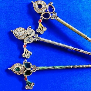 Flute for Krishna - Golden Bansuri Flute with Rhinestones - Choose Length and Color