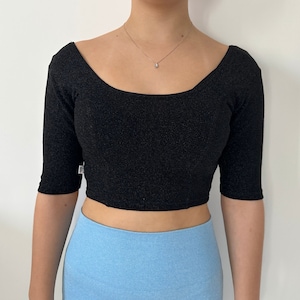 Black Glittery Choli with Half Sleeves