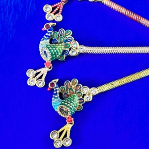 Flute for Krishna - Peacock Golden Bansuri Flute with Rhinestones - Choose Length and Color
