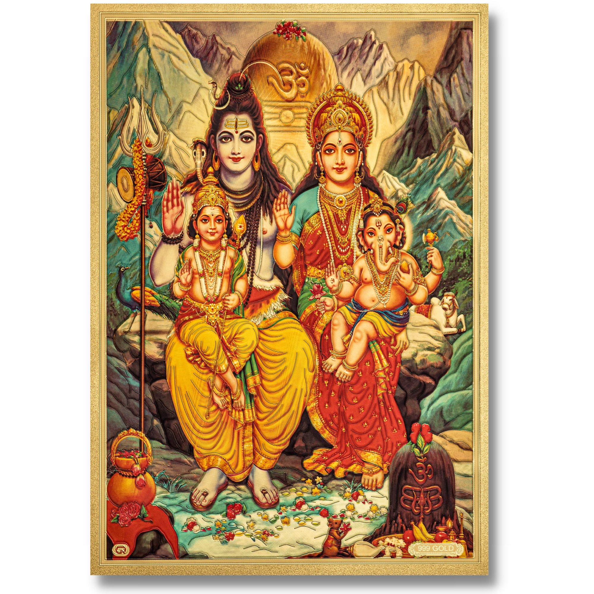 Buy Shiva Parivar Golden Foil Print, Framed or Unframed, Choose Size Online  in India - Etsy, image size:2000x2000