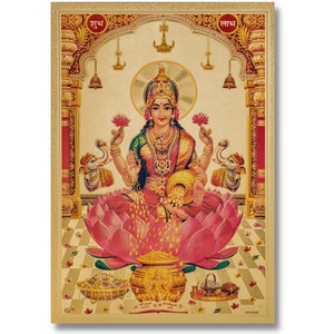 Lakshmi Golden Foil Print, Framed or Unframed