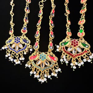 Golden Rhinestone Mukut, Necklace for Radha Krishna, Laddu Gopal, Gaura Nitai, Murti Decoration, Jewelry for Hindu Deities