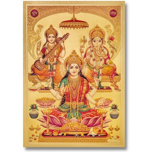 Lakshmi Golden Foil Print, Framed or Unframed