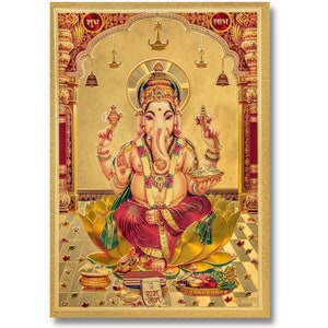 Ganesha Golden Foil Print, Framed or Unframed