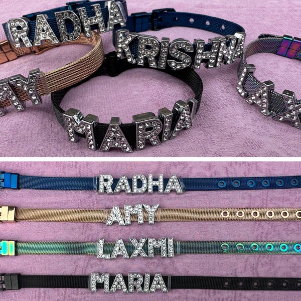 Personalized Name Bracelet with Rhinestone Letters