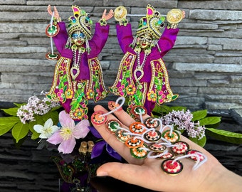 Hand Painted Brass Kartals: Decorative Deity Cymbals