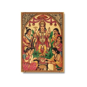 Small Satyanarayan Swami Vishnu Golden Foil Print, Framed or Unframed