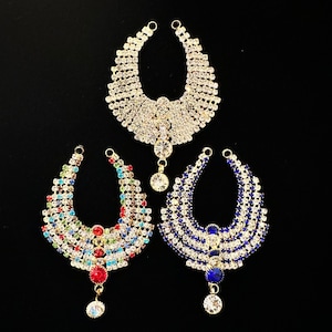 Golden Rhinestone Jewelry for Hindu Deities, Necklace for Radha Krishna, Laddu Gopal, Gaura Nitai, Murti Decoration, Mukut