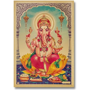 Ganesha Goldener Foliendruck, gerahmt oder ungerahmt