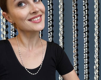Silver Tulsi Mala - Tulasi Necklace 925 Silver from Vrindavan - Neutral, Black, Red or Brown - Tiny, Medium, Thick