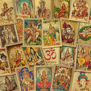 Hindu God Stickers – Krishna, Shiva, Ganesha, Hanuman, Lakshmi – Gold Foil Stickers for Puja, Altars, Spiritual Gifts, Hinduism Art