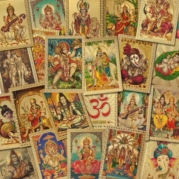 Hindu Gods Stickers, Krishna Stickers - Shiva, Hanuman, Ganesh, Lakshmi, Vishnu, Rama, Radha, Durga & more - 2.3 x 3.3 inches (6 x 8.5 cm)