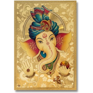 Ganesha Golden Foil Print, Framed or Unframed