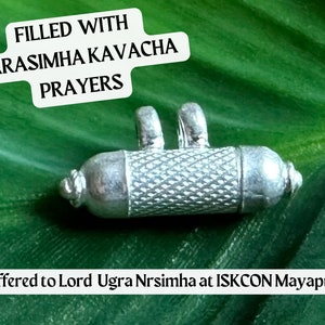 925 Silver Nrsimha Kavacha Pendant: ISKCON Mayapur Prayers (0.82 Inch)