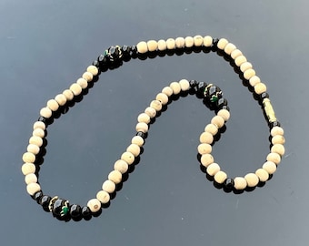 Tulsi Necklace with Black Tourmaline Accents - 18.7 inches (47.5 cm)
