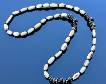 Tulsi Necklace with Black Tourmaline Accents - Available in 18.1 inches and 19.3 inches