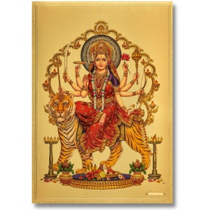 Stampa Durga in lamina dorata, con cornice o senza cornice